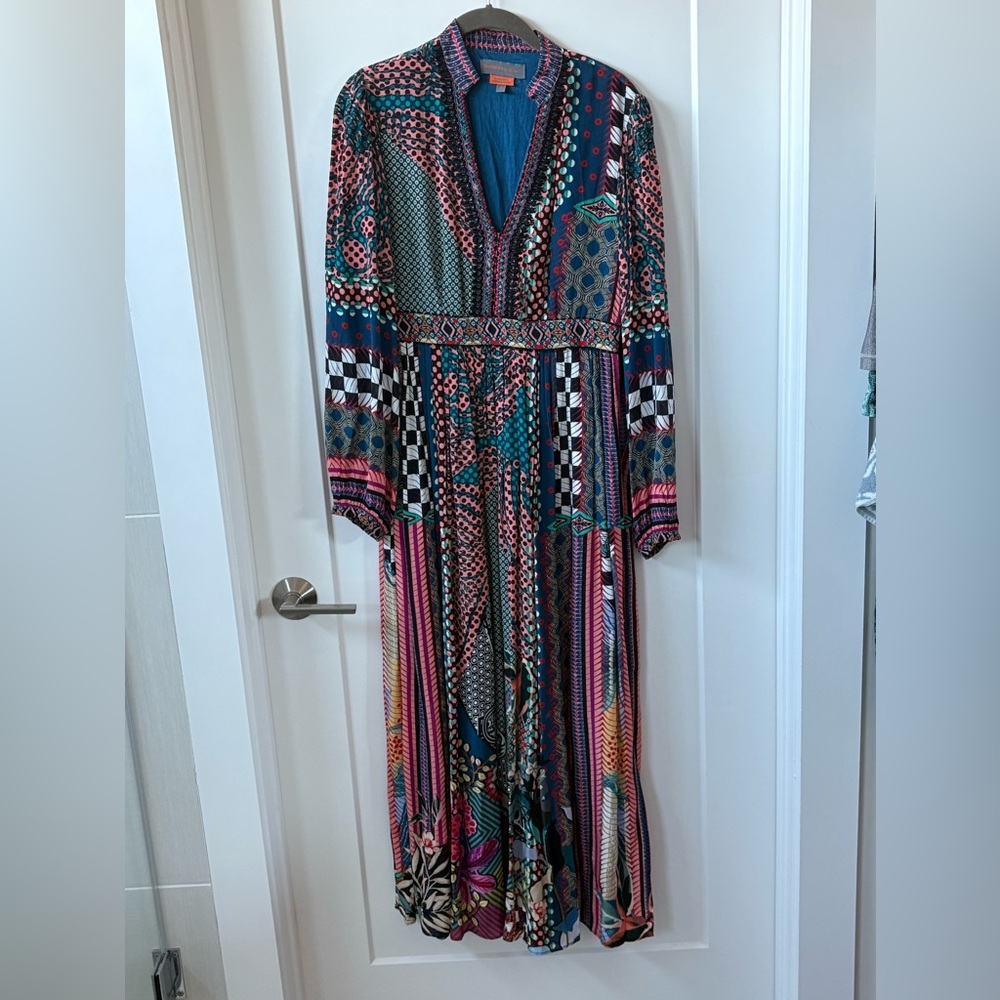 Colorful Silky Geometric Maxi Dress - Picture 2 of 7